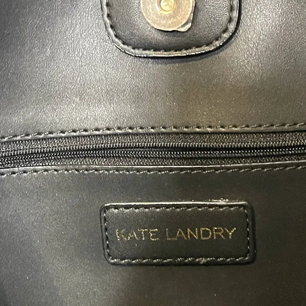 Kate Landry Black Leather ‎ Python Snake Print Tote Shoulder Bag Zip Top - Image 6