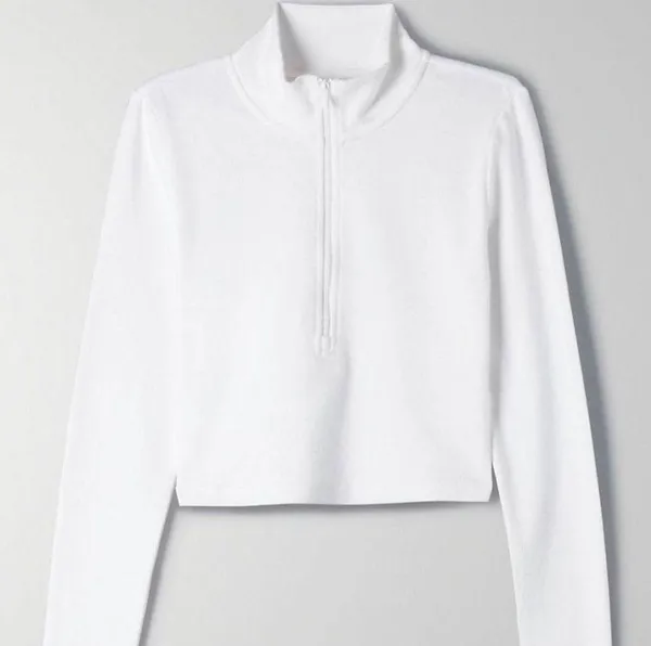 Aritzia Sunday Best 1/2 Zip Longsleeve White - Image 5