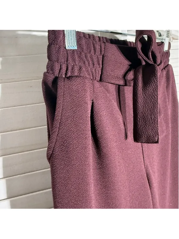 Hot Kiss vintage pants high rise wide leg burgundy mod 90s grunge preppy academy - Image 6