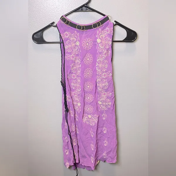 Free People Sunset Kisses Embroidered Lilac Sheer Tunic Top‎ Dress Purple Size M - Image 3