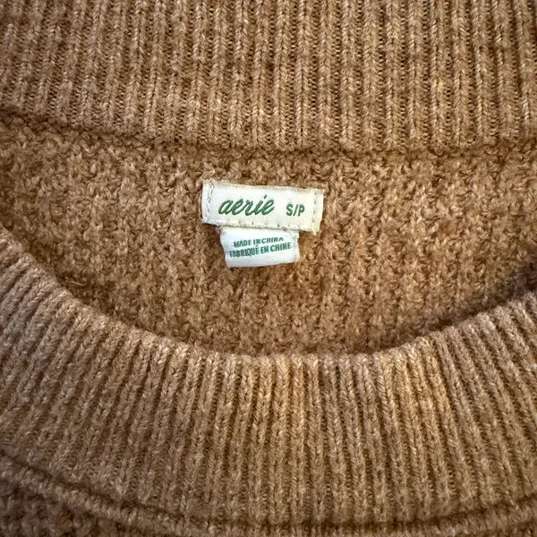 Aerie Women’s Tan Crewneck Sweater - Image 2