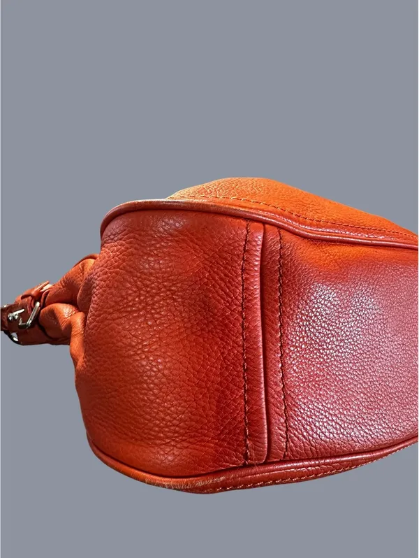 Kate Spade Orange Leather Hobo Shoulder Bag with Chain Strap - Image 6