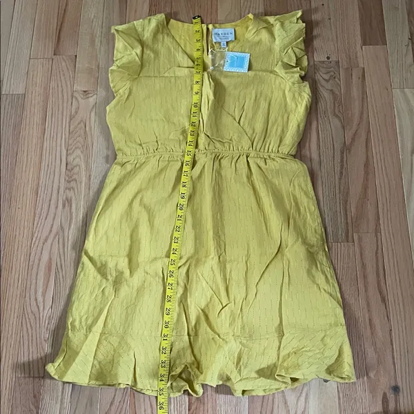 Hayden Mini Dress Womens Large Yellow Ruffle Sleeve Casual Boho Cottagecore NWT - Image 7