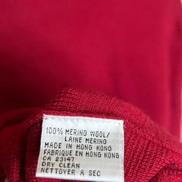Vintage Talbot’s 100% Merino Wool Red Cardigan Gold Button Down Size Large - Image 4
