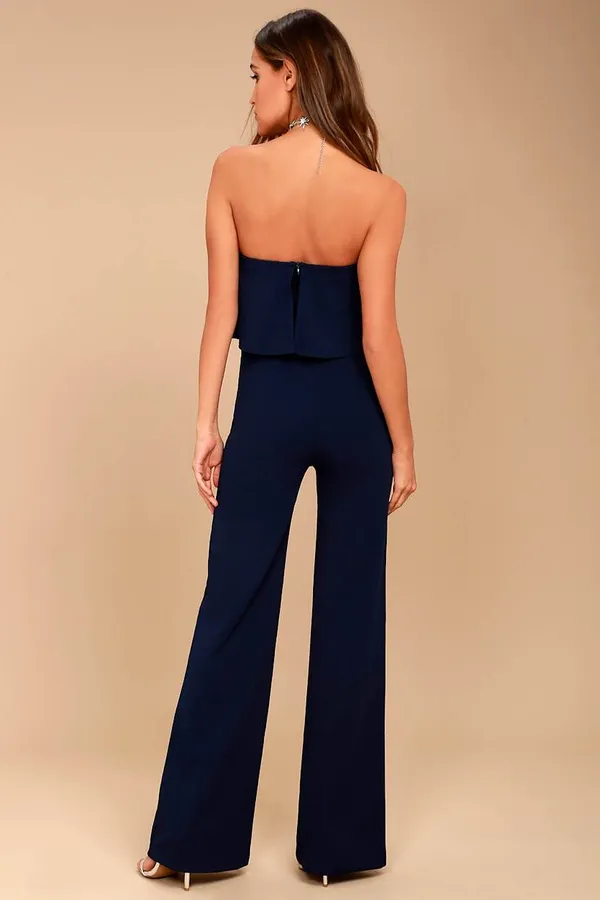 Lulus Power of Love Navy Blue Strapless Jumpsuit - Image 2