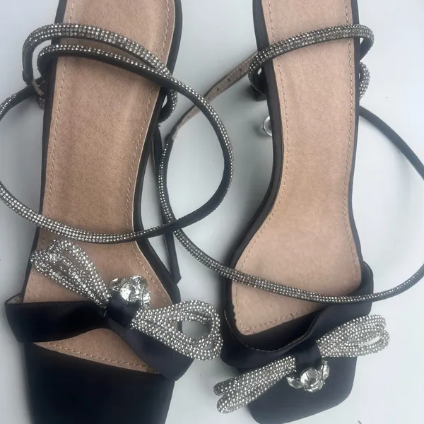 Elegant Black and Silver Strappy Heels - Image 3