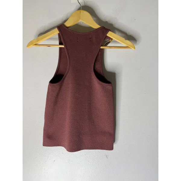 Anthropologie Copper Knit Ring Detail Tank Top XXS Burgundy Racerback Sleeveless - Image 2