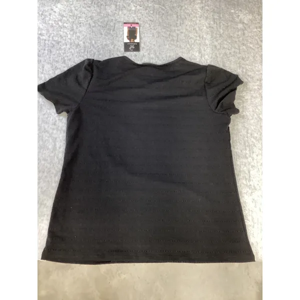 Rafaella Womens Black Pointelle Puff Sleeve Crew Neck‎ Top RSKSD000 Small NWT - Image 5
