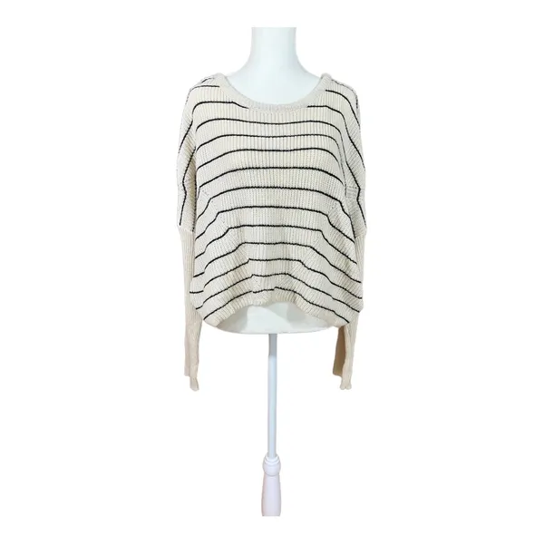 Urban Outfitters Crew Neck Slouch Crop Stripe Knit Sweater Size M A35 - Image 2