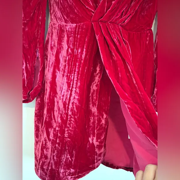 Lovers + Friends Kimora Mini Dress Magenta Pink‎ Silk Velvet - Size XS NWT - Image 8