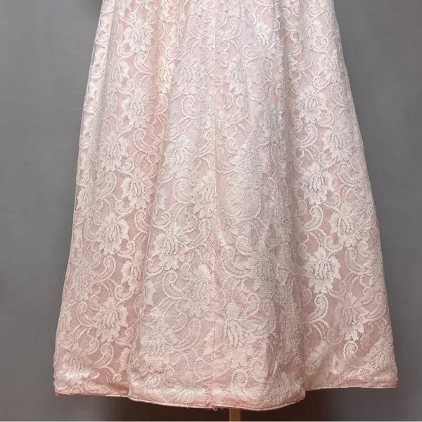 Vintage Lace Dress Light Pink Taffeta Sleeveless Maxi Prom Retro‎ Formal Sears - Image 8