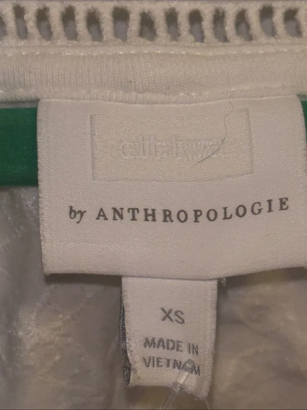 Ett:Twa By Anthropology White Button Front Eyelet Blouse Classic Square Neckline - Image 3