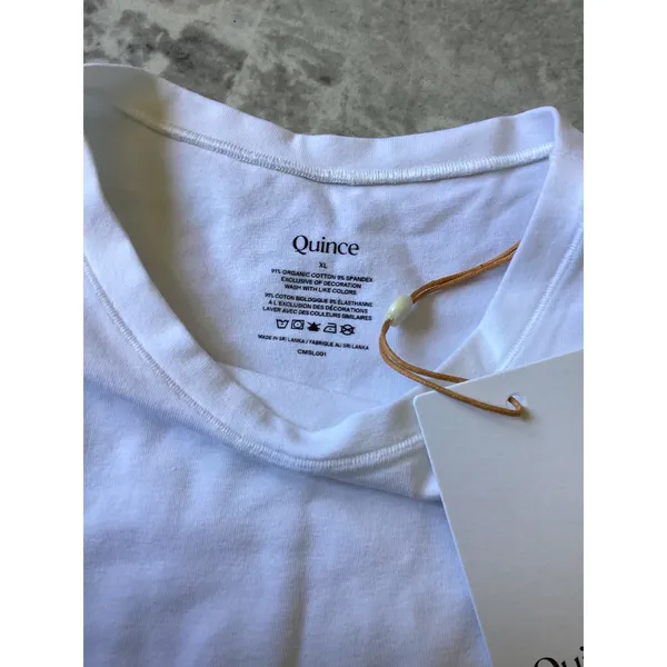 Quince Organic Cotton Stretch Long Sleeve Crew Neck Bodysuit White XL - Image 5