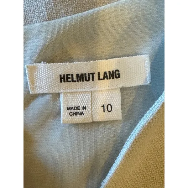 Helmut Lang Dress Women‎ 10 Gray Cream Blistered Leather Panel Sheath Mini - Image 10