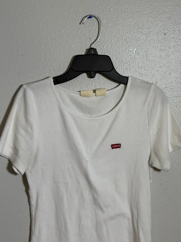 Levi's Women's Ribbed Minimalist White Perfect Crewneck Short-Sleeve Tee size S‎ - Image 3