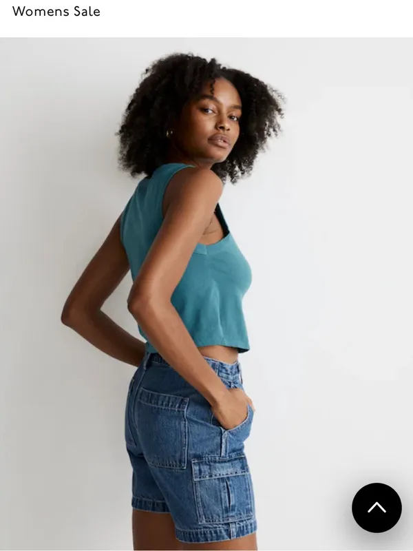 Madewell Sleeveless Crop Tank Top - Teal - Image 2