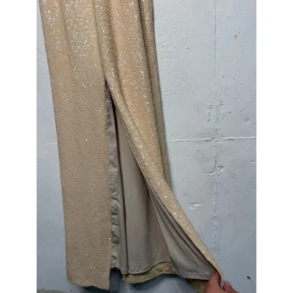 Dress the Population Lara Sequin Cutout Maxi Dress Womens XS Tan Cream - Image 10