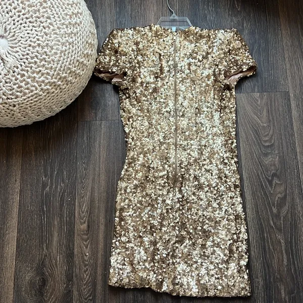French Connection Gold Sequin Dress - Image 5