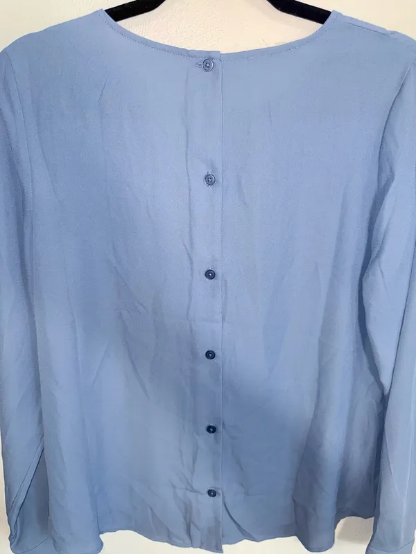 Maurices Delton Blouse Solid Light Blue Button Back Long Sleeve - Image 7