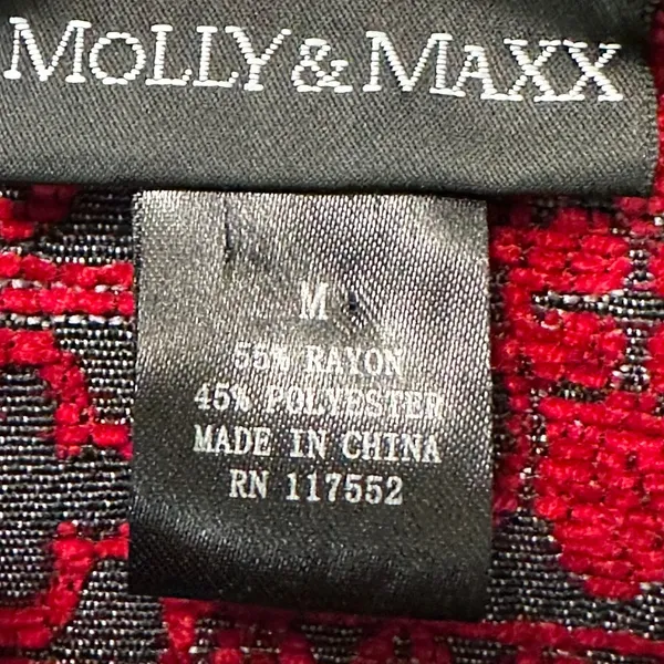 Molly & Maxx Red‎ Tapestry Jacket M Boho Festival Zip Up Ethnic Print Blazer - Image 4