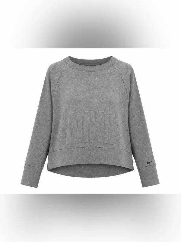 Nike Versa Dri-FIT Gray Cropped Embossed Sweatshirt Women’s Large - Image 2