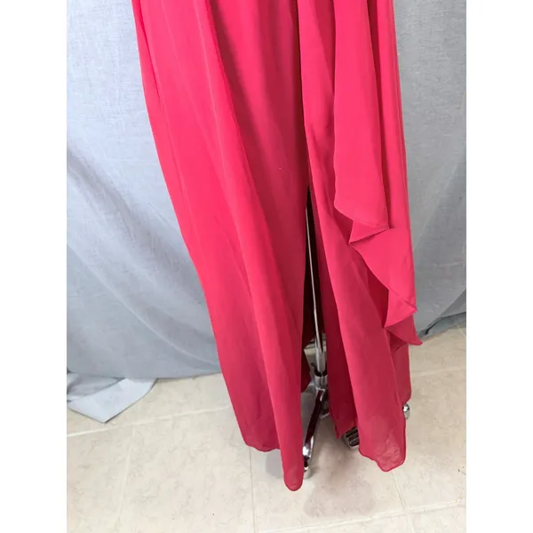 Azazie Red Chiffon Ruched V-Neck Formal Bridesmaid‎ Gown Plus A18 - Image 13