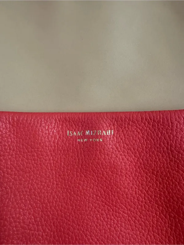 Isaac Mizrahi Pale Red and Tan Leather Tote - Image 6