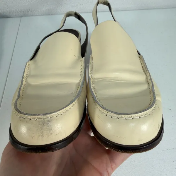 VTG‎ 90s Anne Klein 8 Slingback Chunky Loafer Bratz Block Heel Leather Tan Italy - Image 8