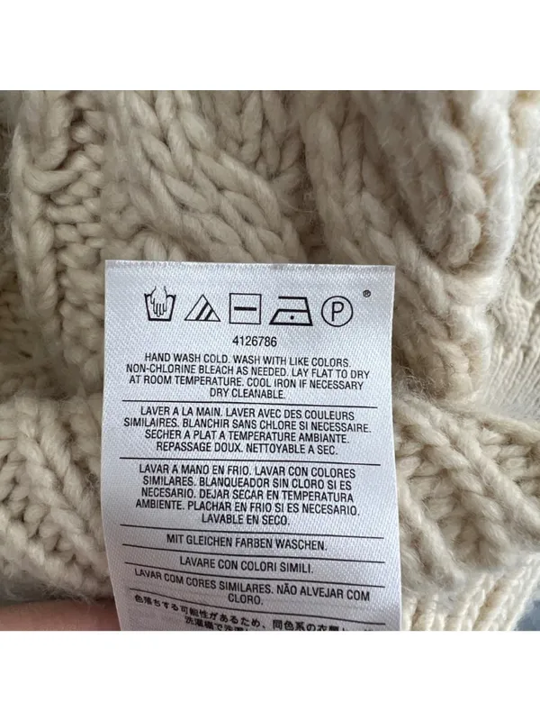 Volcom Snooders Beige Cream Cable Knit Chunky Cowl Neck Sweater Size Medium - Image 11