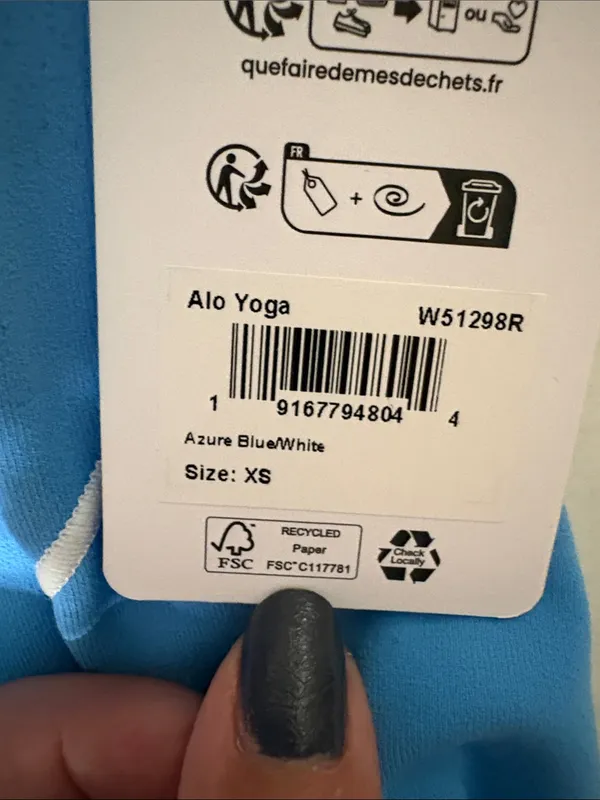 New nwt Alo yoga heart throb azure blue white xs leggings - Image 4