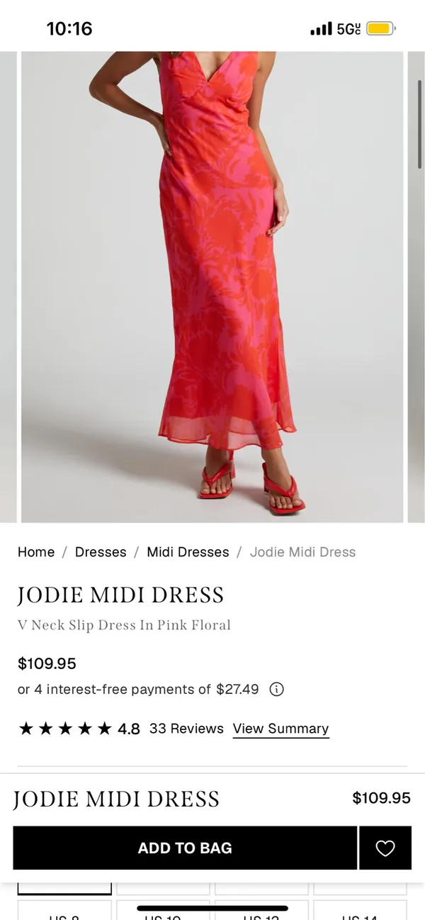 New Showpo Jodie Midi Dress V Neck Slip Dress In Pink Floral Size M MSRP $109 - Image 3