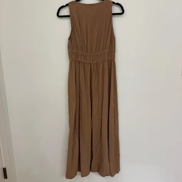 ZARA Tan Maxi Dress Women’s Size Medium - Image 3