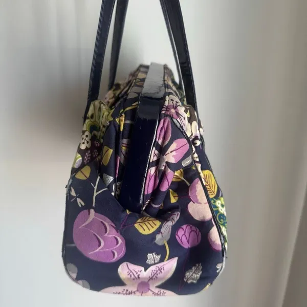 Vera Bradley Bird Floral Print Satchel Purse Blue - Image 5