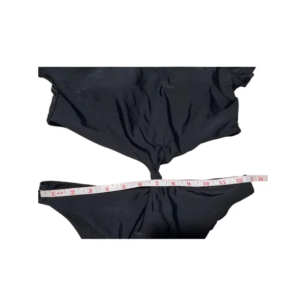 Black Short Sleeve Front Knot One Piece Swimsuit M 8 10 NWOT - Image 12