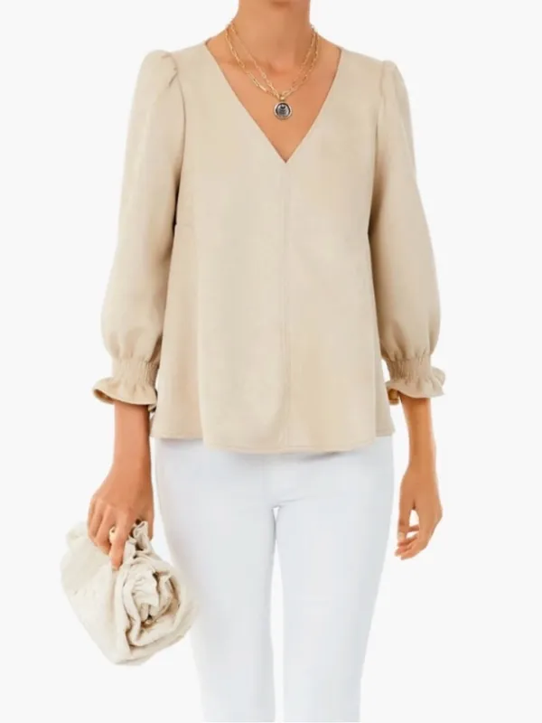 Tuckernuck Suede Easton Blouse Bone - Image 2