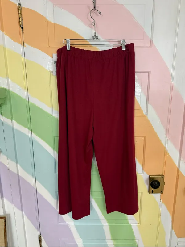 NWT Eileen Fisher Organic Cotton Pull On Lazy Pant Cranberry Sz M 💛🍄 - Image 7