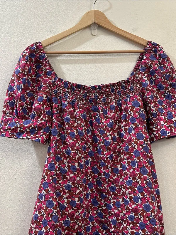 J.Crew Afternoon Linen Dress in Berry Floral Size Medium - Image 5