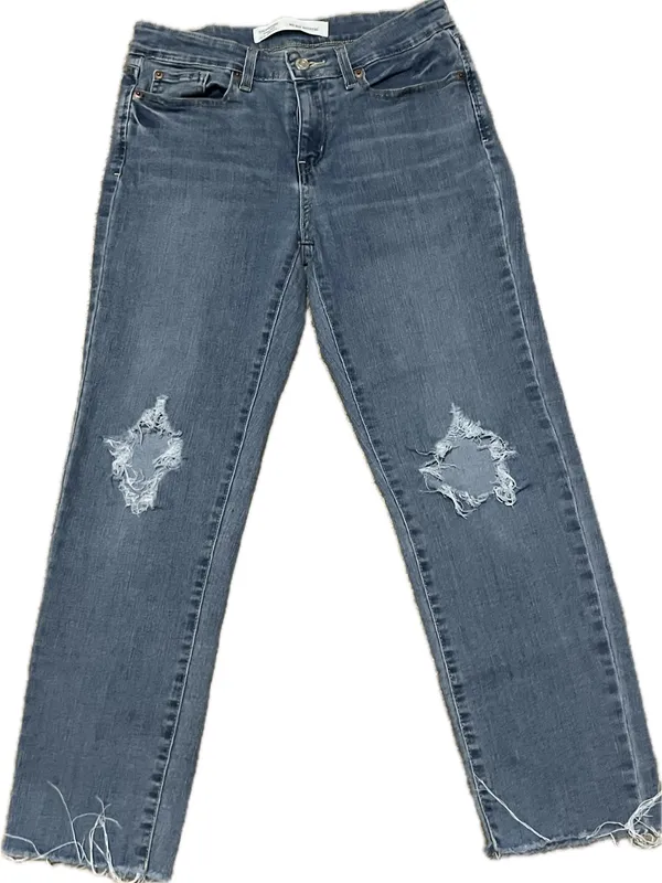Levi's Levi Strauss Signature Mid Rise Boyfriend Jeans Women’s 6 W28 Distressed Raw Hem - Image 2