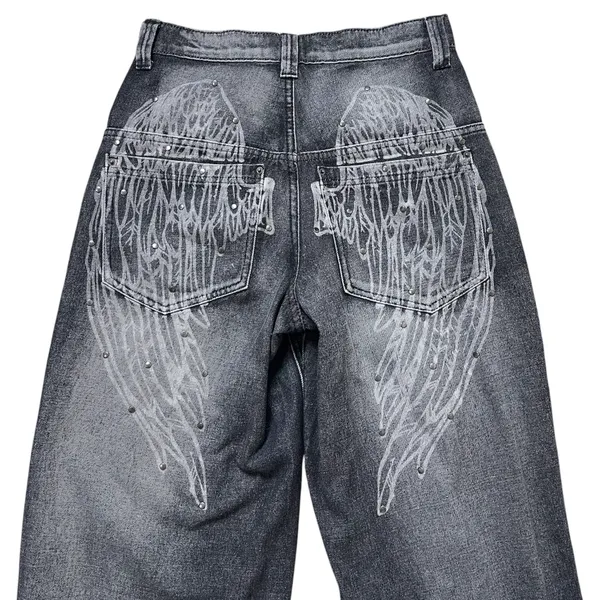 Jaded London | Baggy Angel Wings Studded Black Ethereal Colossus Jeans - Image 8