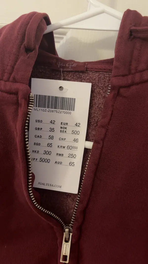 Brandy Melville Zip-Up Cropped Hoodie - Image 4