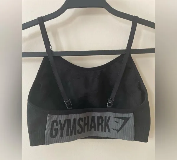 GYMSHARK Flex Strappy Sports Bra in Black/Charcoal Size XS - Image 7