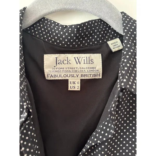 Jack Wills Black White Polka Dot Sleeveless Pleated Shirt Dress Women’s US 2 - Image 4
