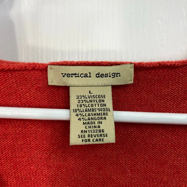Vertical‎ Design red orange soft knit lambswool cashmere angora hooded sweater L - Image 4
