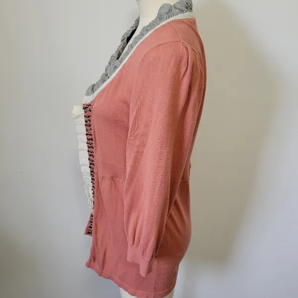 Bke Boutique blush pieced fabric cardigan size large - Image 5
