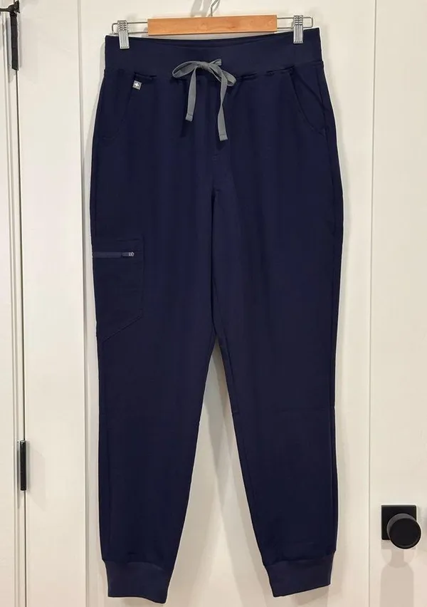Figs Zamora Jogger High Waisted Scrub Pants Elastic Waist Navy Blue Medium Nurse - Image 5