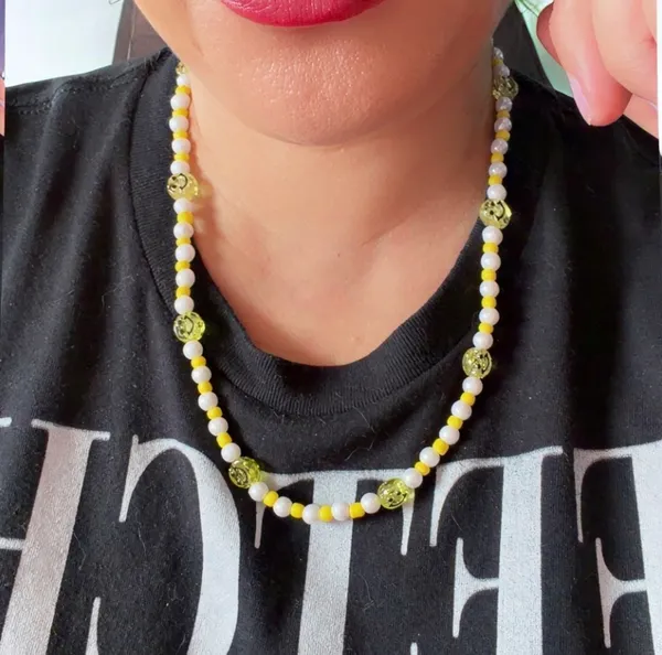 White Pearl With Smiles Necklace - Image 2
