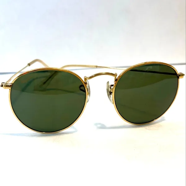 VTG 90s Ray-Ban B&L Gold Round Metal Preppy Sunglasses Fall Unisex 50mm - Image 3