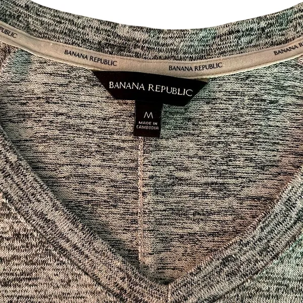 Banana Republic Tunic Top Womens M Grey‎ V-Neck Raglan Sleeve Loungewear Cozy - Image 3