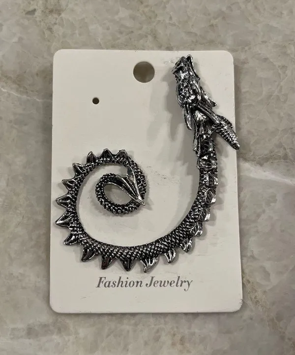 Dragon ear cuff Silver - Image 2