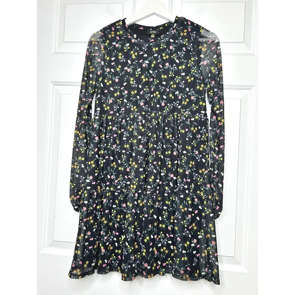 AFRM Mesh Tiered‎ Babydoll Floral Mini Dress Small - Image 2